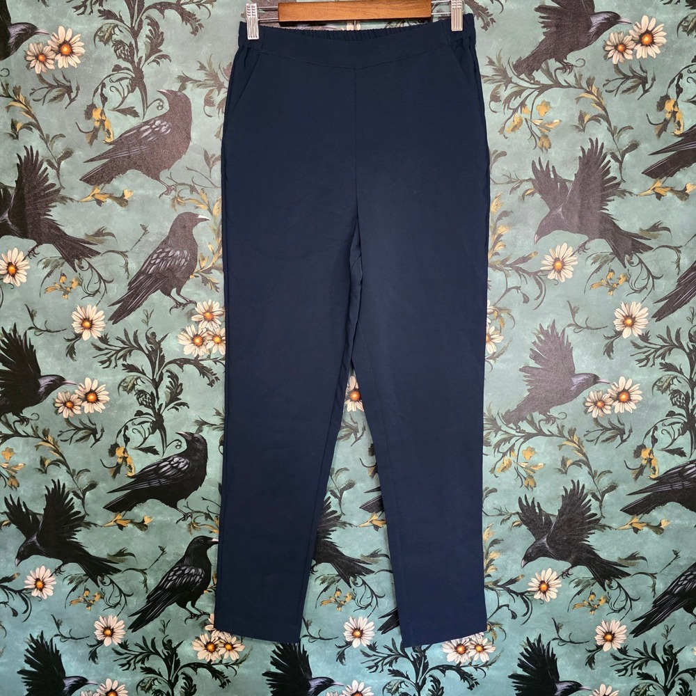 G by Giuliana Navy Blue Tapered Leg Pants Elastic Waist Side Pockets Career 8